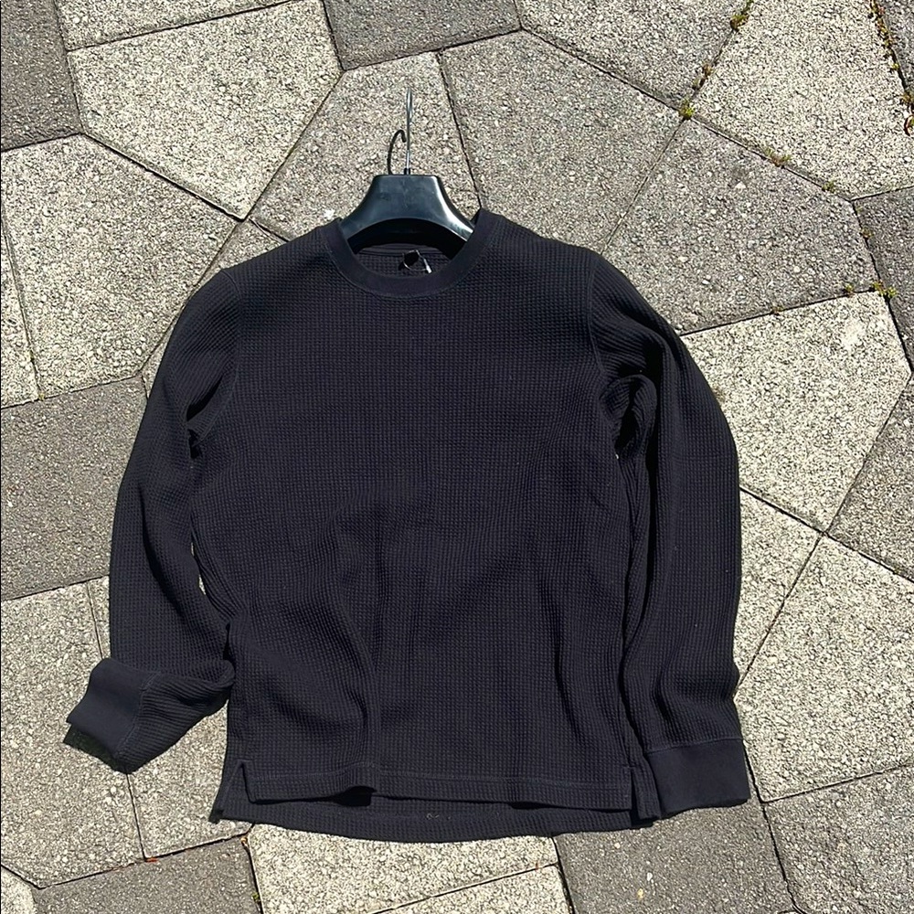 Black Long Sleeve Uniqlo Waffle Knit Shirt